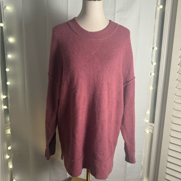 Aerie Pink Crew Neck Sweater Oversized Knit - Picture 1 of 7